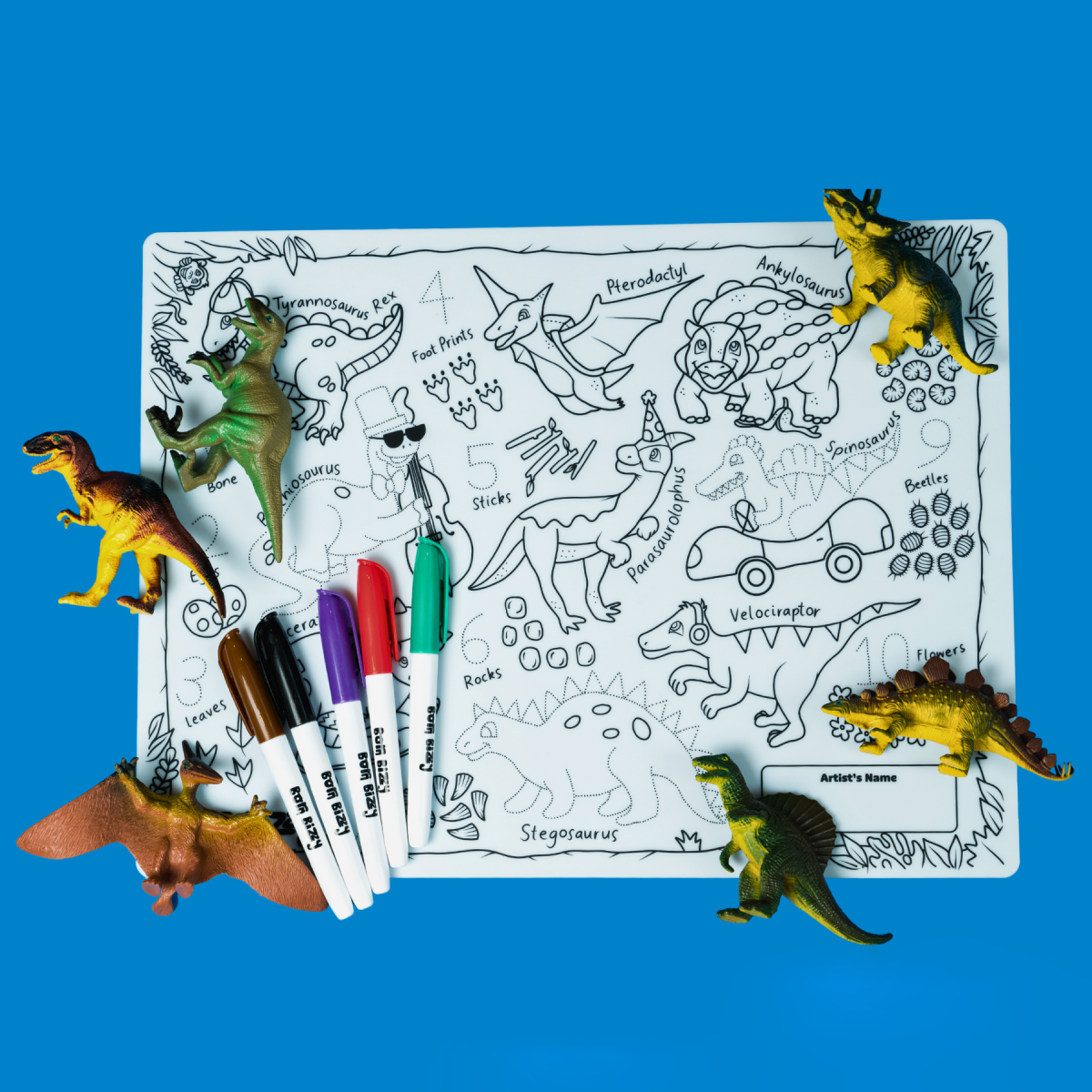 Roarsome Dinosaur Reusable Silicone Drawing Mat Set
