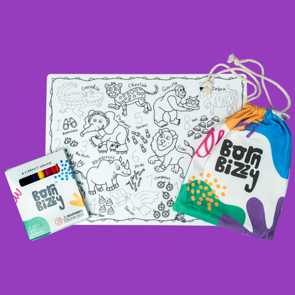 Totally Wild Safari Reusable Silicone Colouring Mat Set