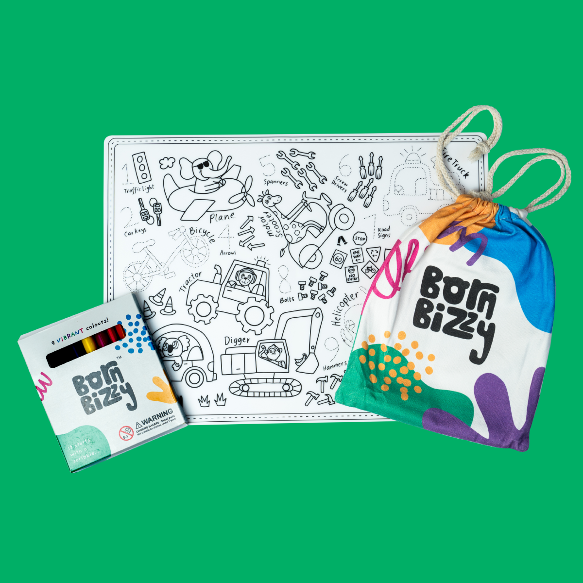 Things that GO Transport Reusable Silicone Colouring Mat Set