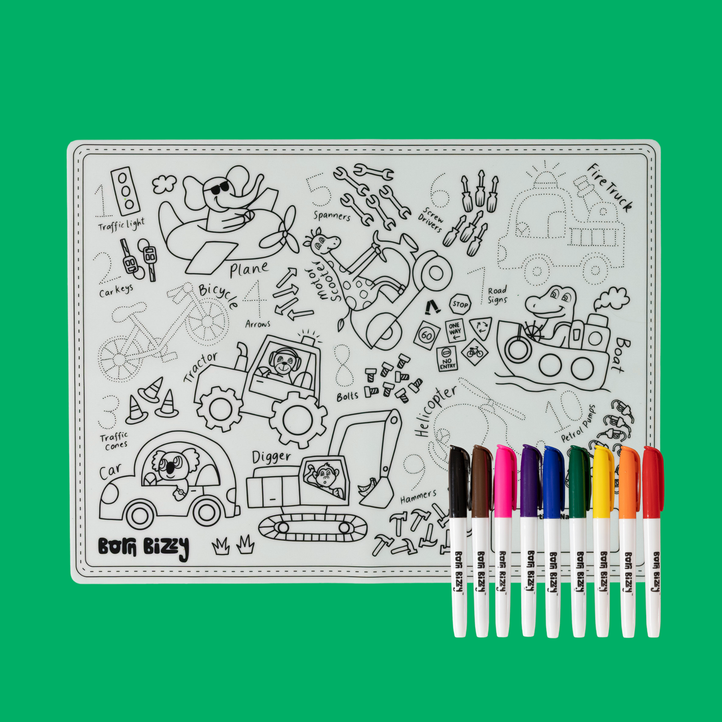 Things that GO Transport Reusable Silicone Colouring Mat Set