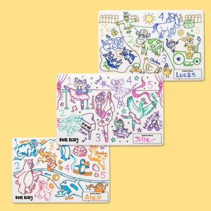Mini Reusable Silicone Drawing Mats Trio Bundle